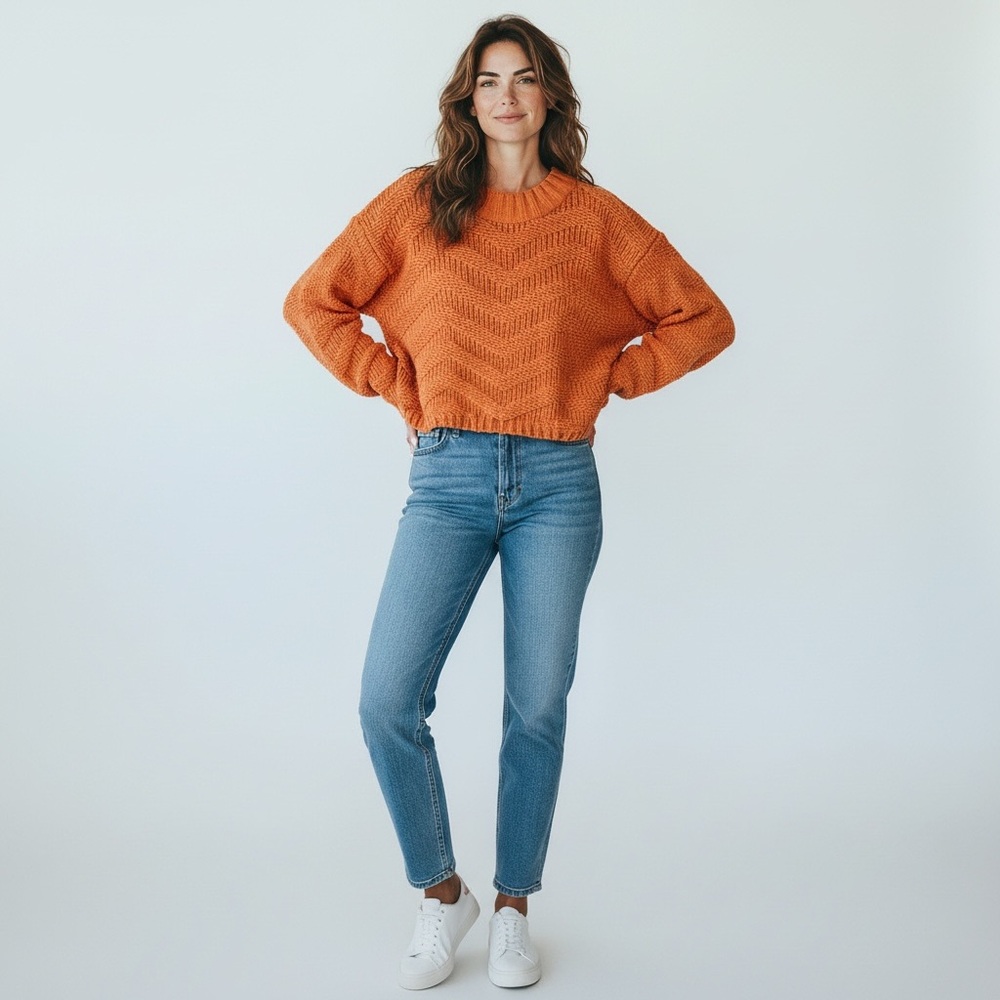 POL Soft Cable Knit Sweater Womens sz S Mock Turtleneck Academia Cottage Core